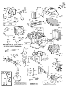 Cylinder,cylinder Heads,sump Diagram and Parts List for 422707-0155-XX  Briggs and Stratton Engine